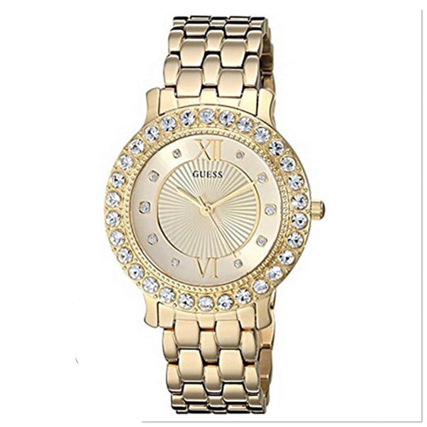 Guess Blush Gold Stainless Steel Gold Dial Quartz Watch for Ladies - W1062L5