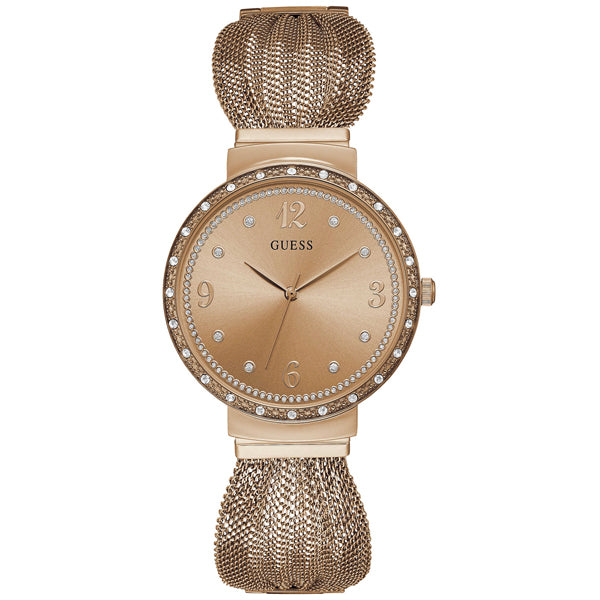 Guess Chiffon Rose Gold Stainless Steel Rose Gold Dial Quartz Watch for Ladies - W1083L3