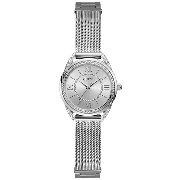 Guess Whisper Silver Mesh Bracelet Silver Dial Quartz Watch for Ladies - W1084L1