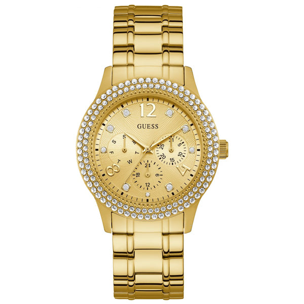 Guess Bedazzle Gold Stainless Steel Gold Dial Quartz Watch for Ladies - W1097L2