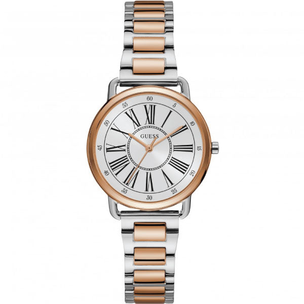 Guess Micro G-Twist Two-tone Stainless Steel Silver Dial Quartz Watch for Ladies - W1148L4