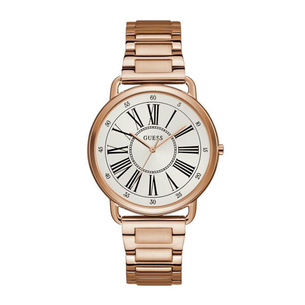 Guess Kennedy Rose Gold Stainless Steel Silver Dial Quartz Watch for Ladies - W1149L3