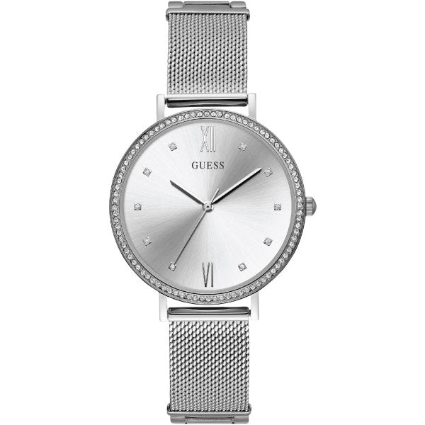 Guess Grace Silver Mesh Bracelet Silver Dial Quartz Watch for Ladies - W1154L1