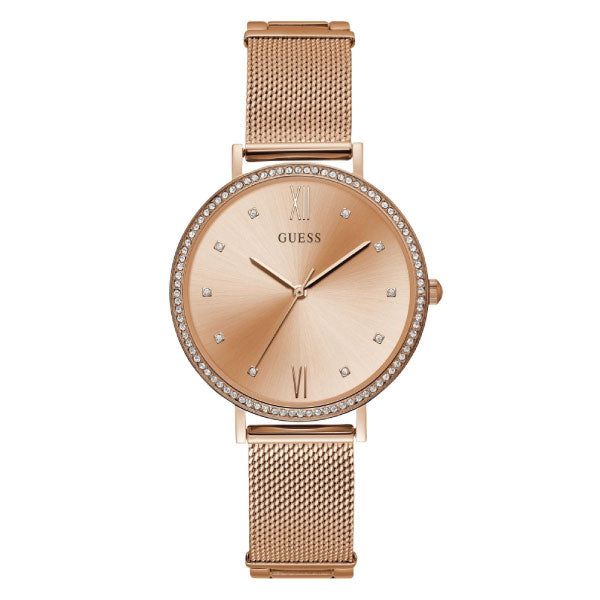 Guess Grace Rose Gold Mesh Bracelet Rose Gold Dial Quartz Watch for Ladies - W1154L2