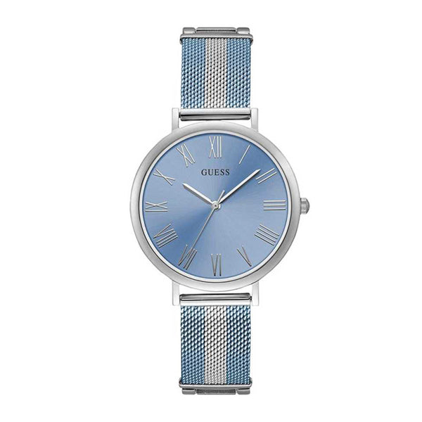 Guess Lenox Two-tone Mesh Bracelet Blue Dial Quartz Watch for Ladies - W1155L6