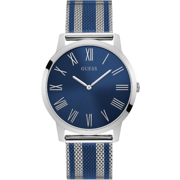 Guess Richmond Two-tone Mesh Bracelet Blue Dial Quartz Watch for Gents - W1179G1