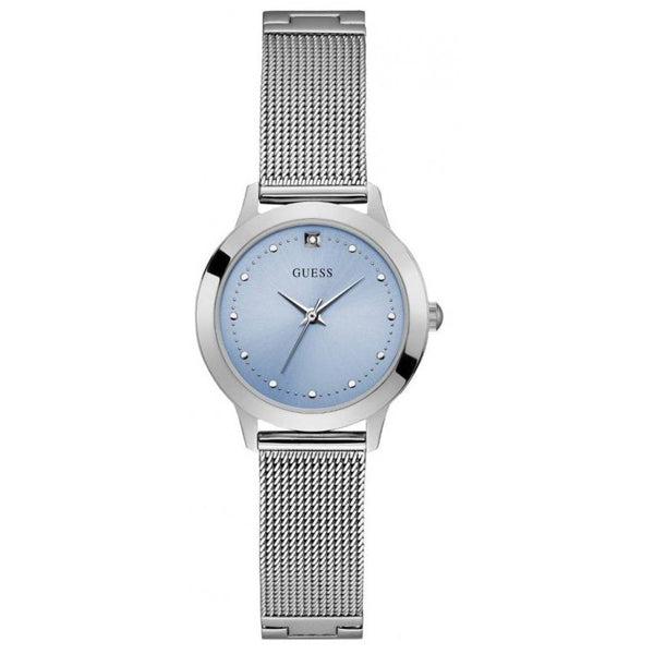 Guess Chelsea Silver Mesh Bracelet Blue Dial Quartz Watch for Ladies - W1197L2