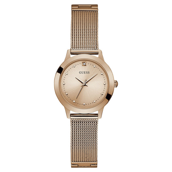 Guess Chelsea Rose Gold Mesh Bracelet Rose Gold Dial Quartz Watch for Ladies - W1197L6