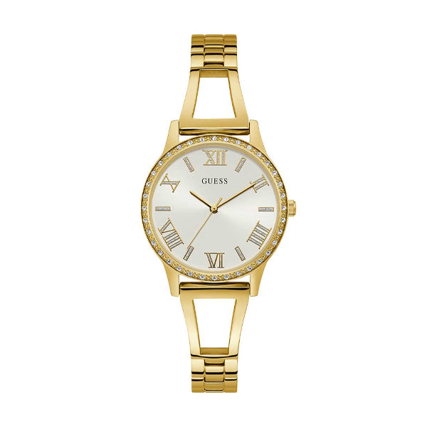 Guess Lucy Gold Stainless Steel Silver Dial Quartz Watch for Ladies - W1208L2