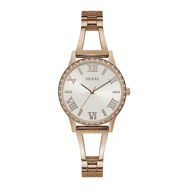 Guess Lucy Rose Gold Stainless Steel Silver Dial Quartz Watch for Ladies - W1208L3