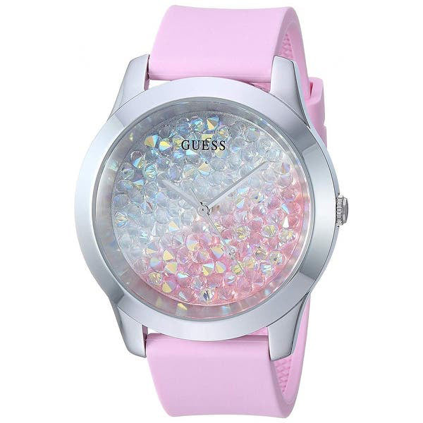 Guess Crush Pink Silicone Strap Multi Color Dial Quartz Watch for Ladies - W1223L1