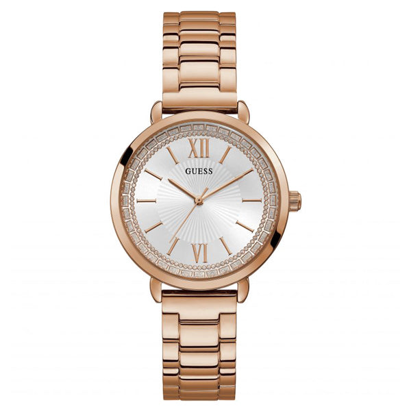 Guess Posh Rose Gold Stainless Steel Silver Dial Quartz Watch for Ladies - W1231L3