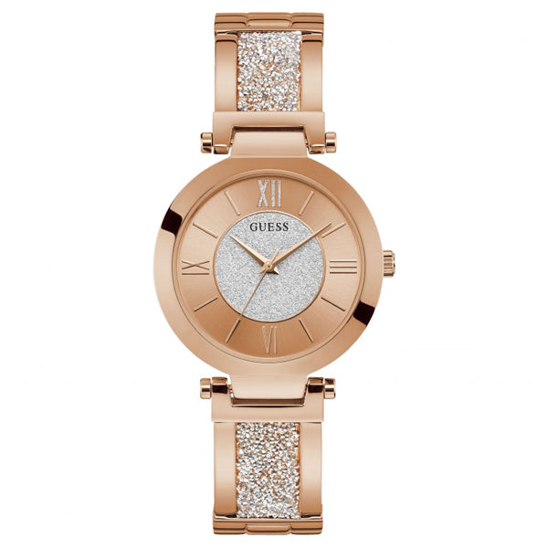 Guess Aurora Rose Gold Stainless Steel Rose Gold Dial Quartz Watch for Ladies - W1288L3
