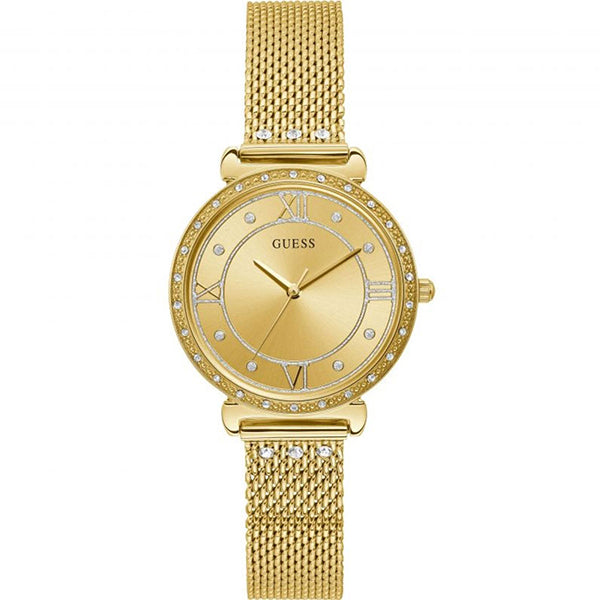 Guess Jewel Gold Mesh Bracelet Gold Dial Quartz Watch for Ladies - W1289L2