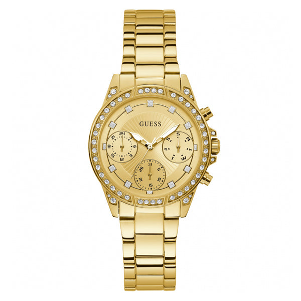 Guess Gemini Gold Stainless Steel Gold Dial Chronograph Quartz Watch for Ladies - W1293L2