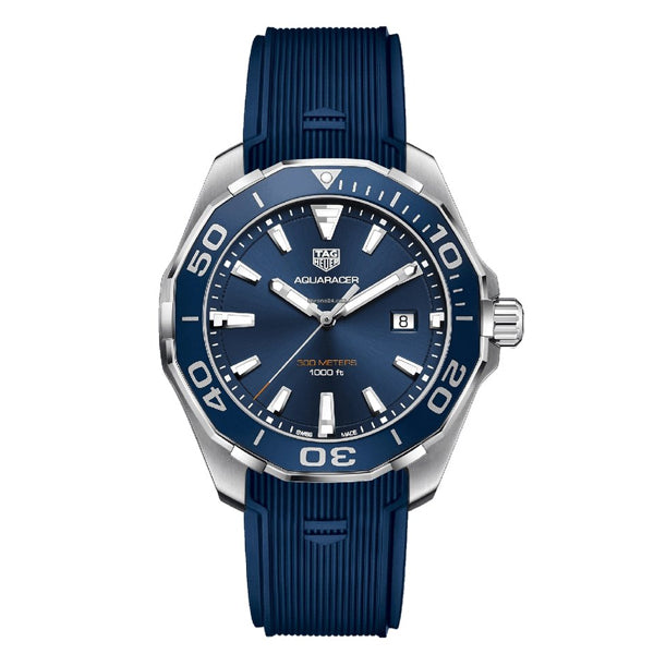 Tag Heuer Aquaracer Blue Rubber Blue Dial Quartz Watch for Gents - WAY101CFT6153