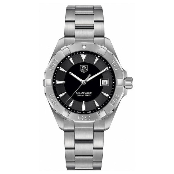 Tag Heuer Aquaracer Silver Stainless Steel Black Dial Quartz Watch for Gents - WAY1110BA0928