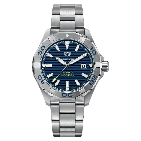 Tag Heuer Aquaracer Calibre 5 Silver Stainless Steel Blue Dial Automatic Watch for Gents - WAY2012BA0927