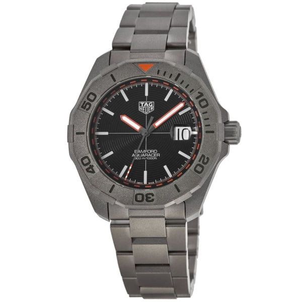 Tag Heuer Calibre 5 Grey Stainless Steel Black Dial Automatic Watch for Gents - WAY208F.BF0638