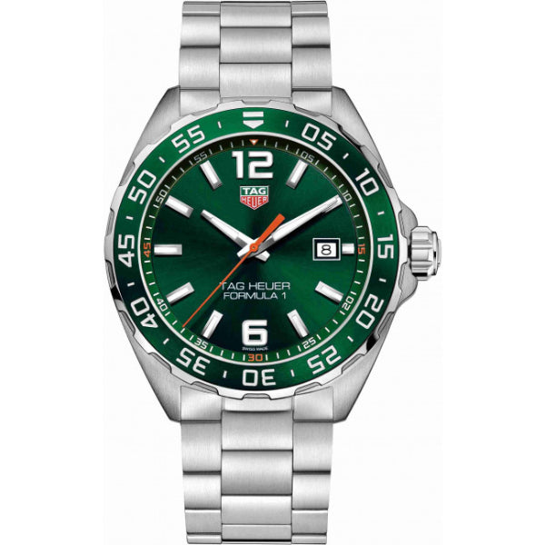 Tag Heuer Formula 1 Limited Edition Silver Stainless Steel Green Dial Quartz Watch for Gents- WAZ1017.BA0842