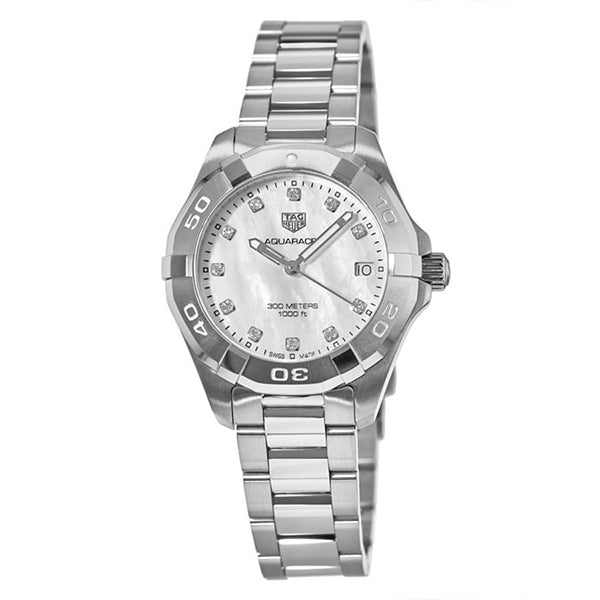 Tag Heuer Aquaracer Silver Stainless Steel White Mother of Pearl Dial Quartz Watch for Ladies- WBD1314.BA0740