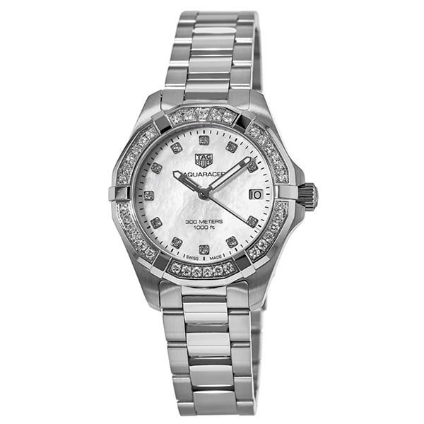 Tag Heuer Aquaracer Silver Stainless Steel White Mother of Pearl Dial Quartz Watch for Ladies - WBD1315.BA0740