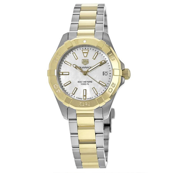 Tag Heuer Aquaracer Two-tone Stainless Steel White Mother of Pearl Dial Quartz Watch for Ladies- WBD1320.BB0320