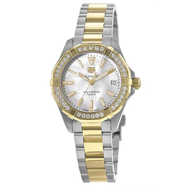 Tag Heuer Aquaracer Two-tone Stainless Steel White Mother of Pearl Dial Quartz Watch for Ladies - WBD1321.BB0320
