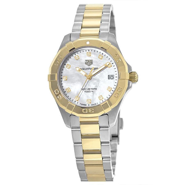 Tag Heuer Aquaracer Two-tone Stainless Steel White Mother of Pearl Dial Quartz Watch for Ladies- WBD1322.BB0320