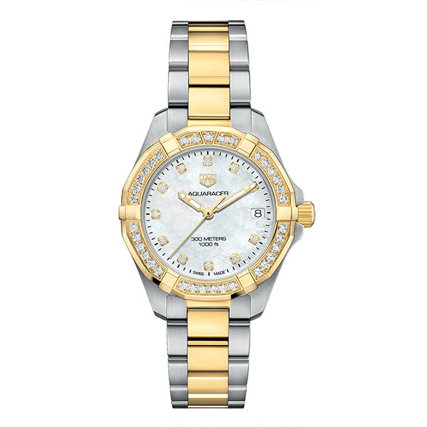 Tag Heuer Two-tone Stainless Steel White Mother of Pearl Dial Quartz Watch for Ladies- WBD1323.BB0320