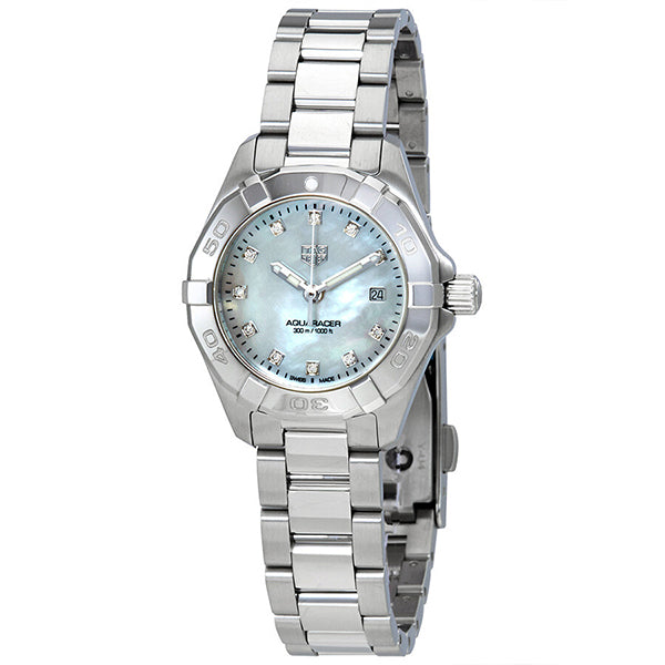 Tag Heuer Aquaracer Silver Stainless Steel White Mother of Pearl Dial Quartz Watch for Ladies- WBD1414.BA0741