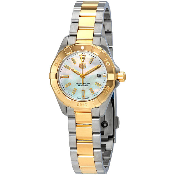 Tag Heuer Aquaracer Two-tone Stainless Steel White Mother of Pearl Dial Quartz Watch for Ladies- WBD1420.BB0321