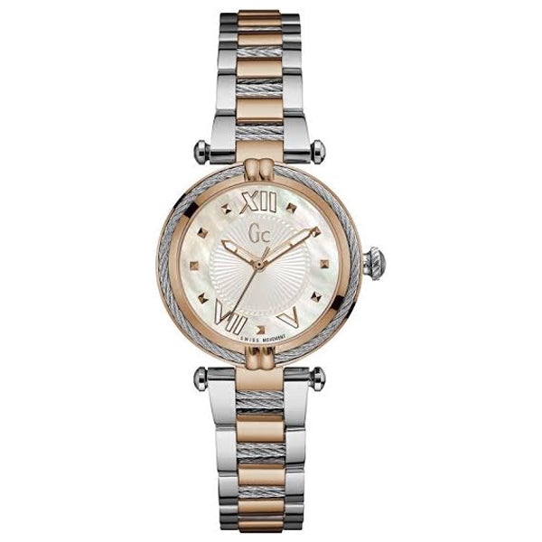 Guess Collection Cable Chic Two-tone Stainless Steel Mother of pearl Dial Quartz Watch for Ladies - Y18002L1