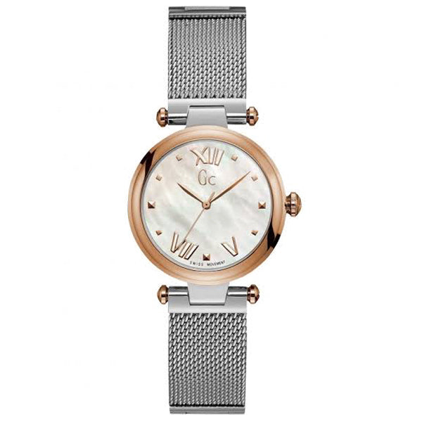 Guess Collection Pure Chic Silver Mesh Stainless Steel Mother of pearl Dial Quartz Watch for Ladies - Y31003L1