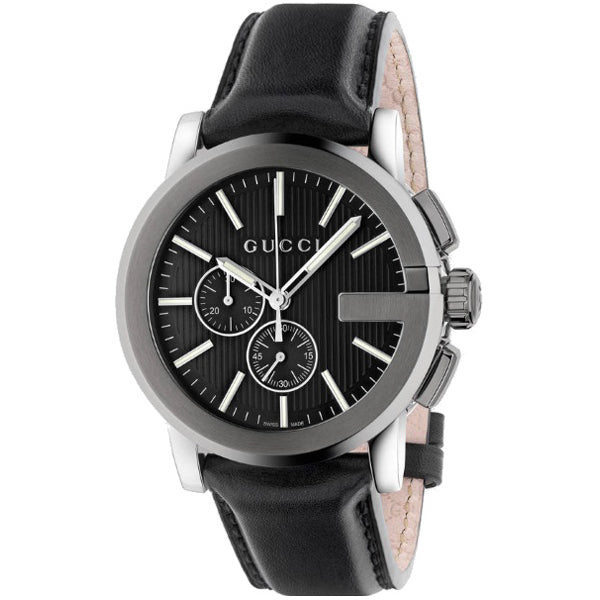 Gucci G-Chrono Black Leather Black Dial Chronograph Quartz Watch for Gents - YA101205