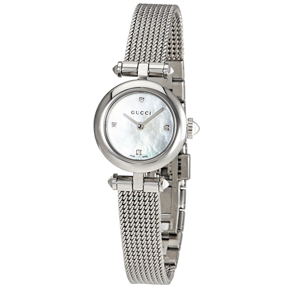 Gucci Diamantissima Silver Stainless Steel Mother of pearl Dial Quartz Watch for Ladies - YA141512