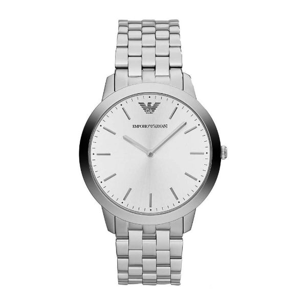 EMPORIO ARMANI Retro Silver Stainless Steel Silver Dial Quartz Watch for Gents - AR-1745