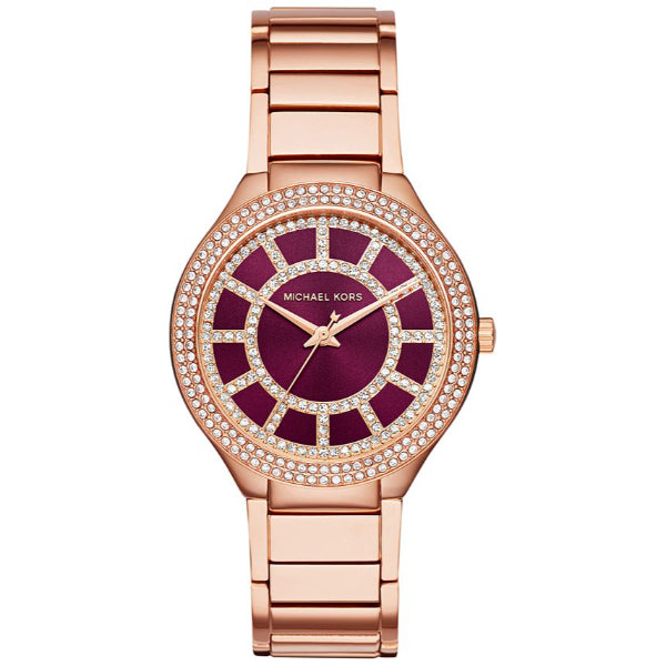 Michael Kors Glitz Gold Stainless Steel Purple Dial Quartz Watch for Ladies - MK3434