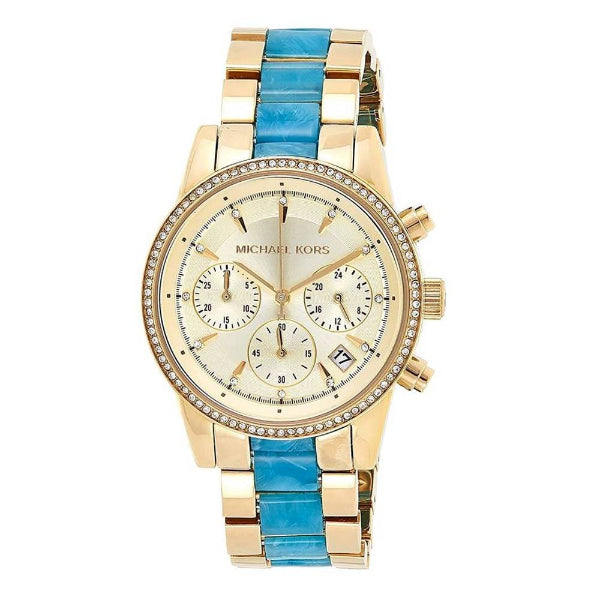 Michael Kors Ritz Two-Tone Stainless Steel Dial Chronograph Quartz Watch for Ladies - MK6328