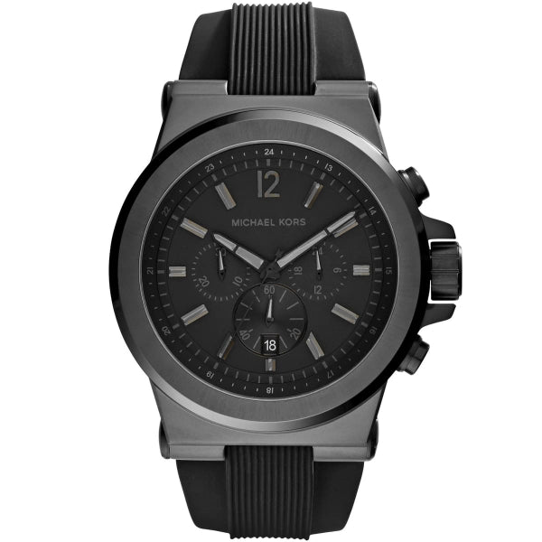 Michael Kors Dylan Black Silicone Strap Black Dial Chronograph Quartz Watch for Gents - MK8152