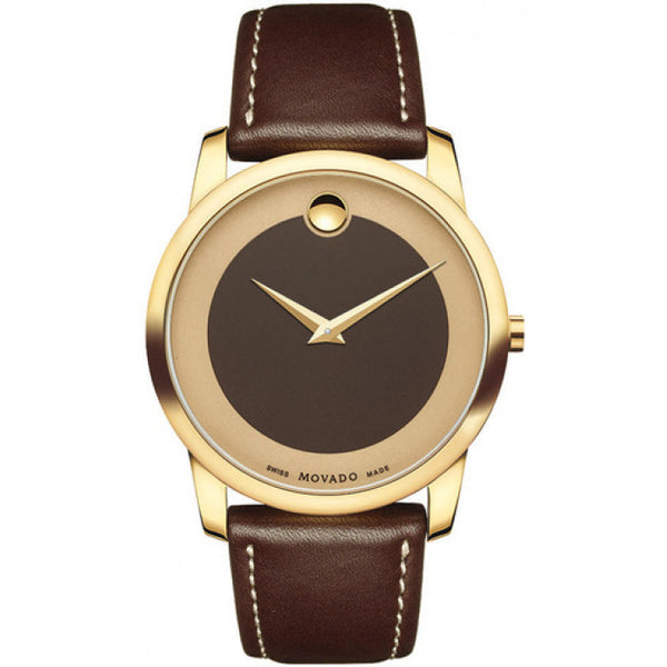 Movado Museum Classic Brown Leather Strap Brown Dial Automatic Watch for Gents - 606880