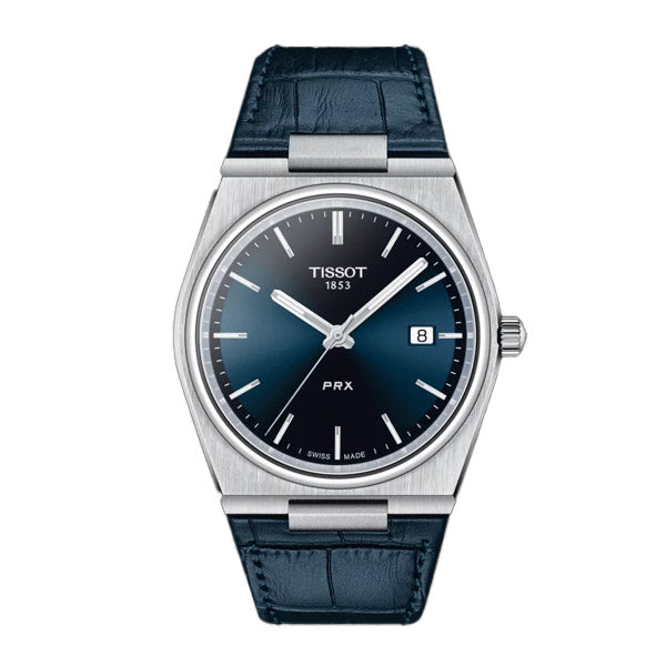 Tissot PRX Blue Leather Strap Blue Dial Quartz Watch for Gents - T137.410. 16.041.00