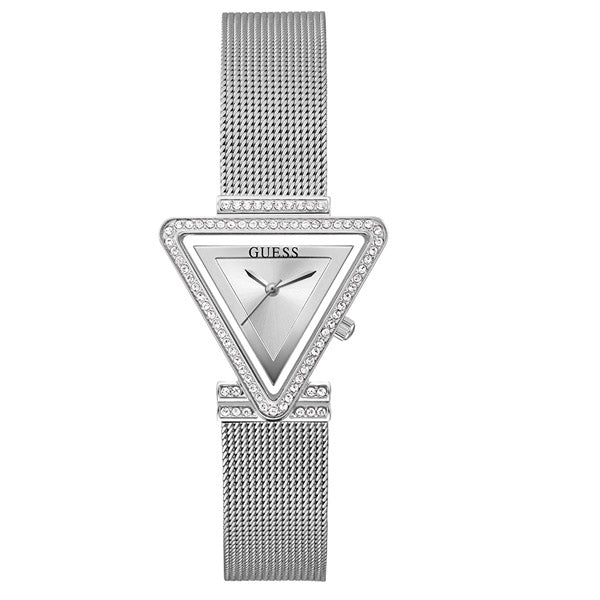 Guess Fame Silver Mesh Bracelet Silver Dial Quartz Watch for Ladies - GW0508L1