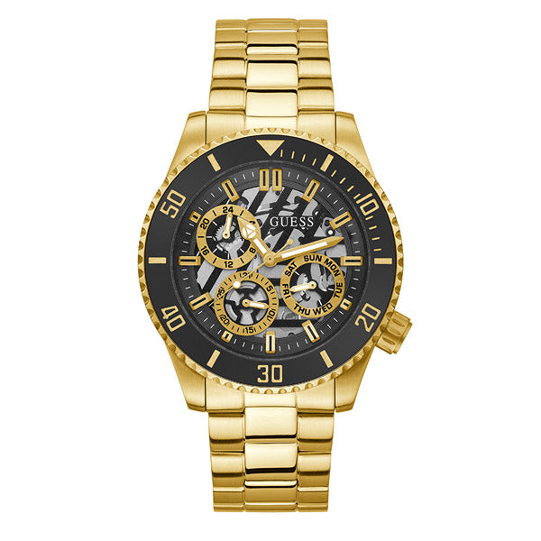 Guess Axle Gold Stainless Steel Black Dial Quartz Watch for Gents - GW0488G2