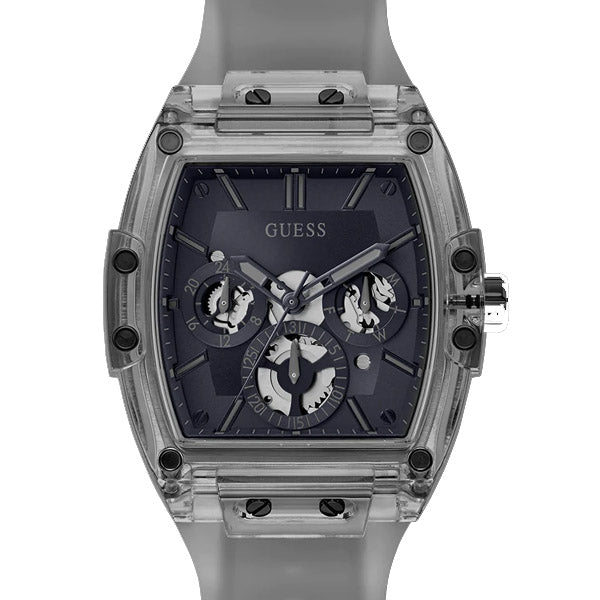 Guess Phoenix Grey Silicone Strap Black Dial Quartz Watch for Gents - GW0203G9