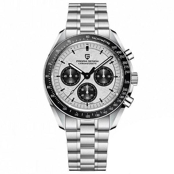 Pagani Design Silver Stainless Steel White Dial Chronograph Quartz Watch for Gents - PD1735