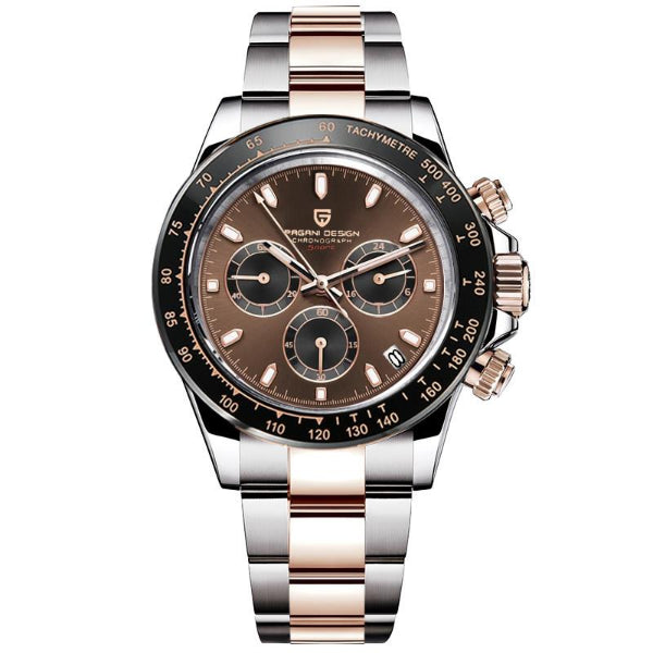 Pagani Design Two tone Stainless Steel Rose Gold Dial Chronograph Quartz Watch for gents - PD1644