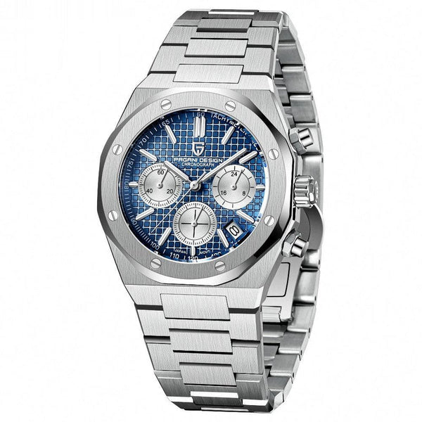 Pagani Design Silver Stainless Steel Blue Dial Chronograph Quartz Watch for Gents - PD1707