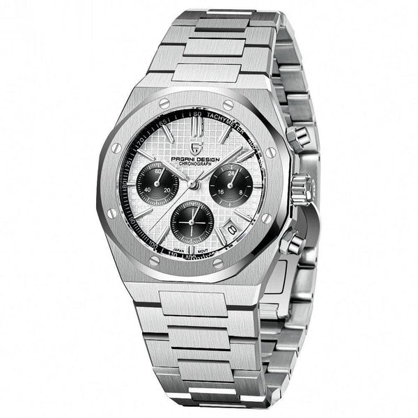 Pagani Design Silver Stainless Steel Silver Dial Chronograph Quartz Watch for Gents - PD1707