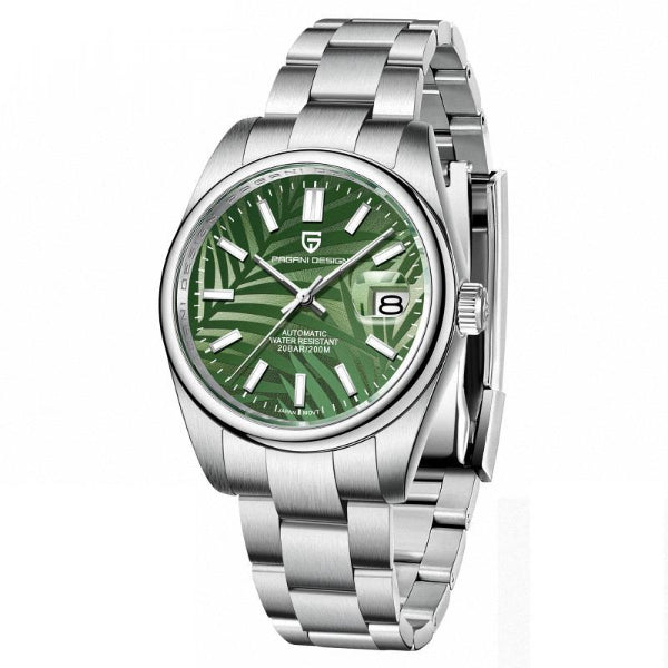 Pagani Design Silver Stainless Steel Green Dial Automatic Watch for Gents - PD1715